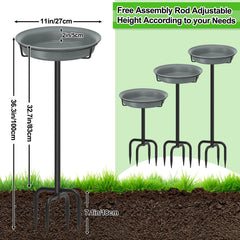 YALINKA Birdbath Bowl with metal stake and cover