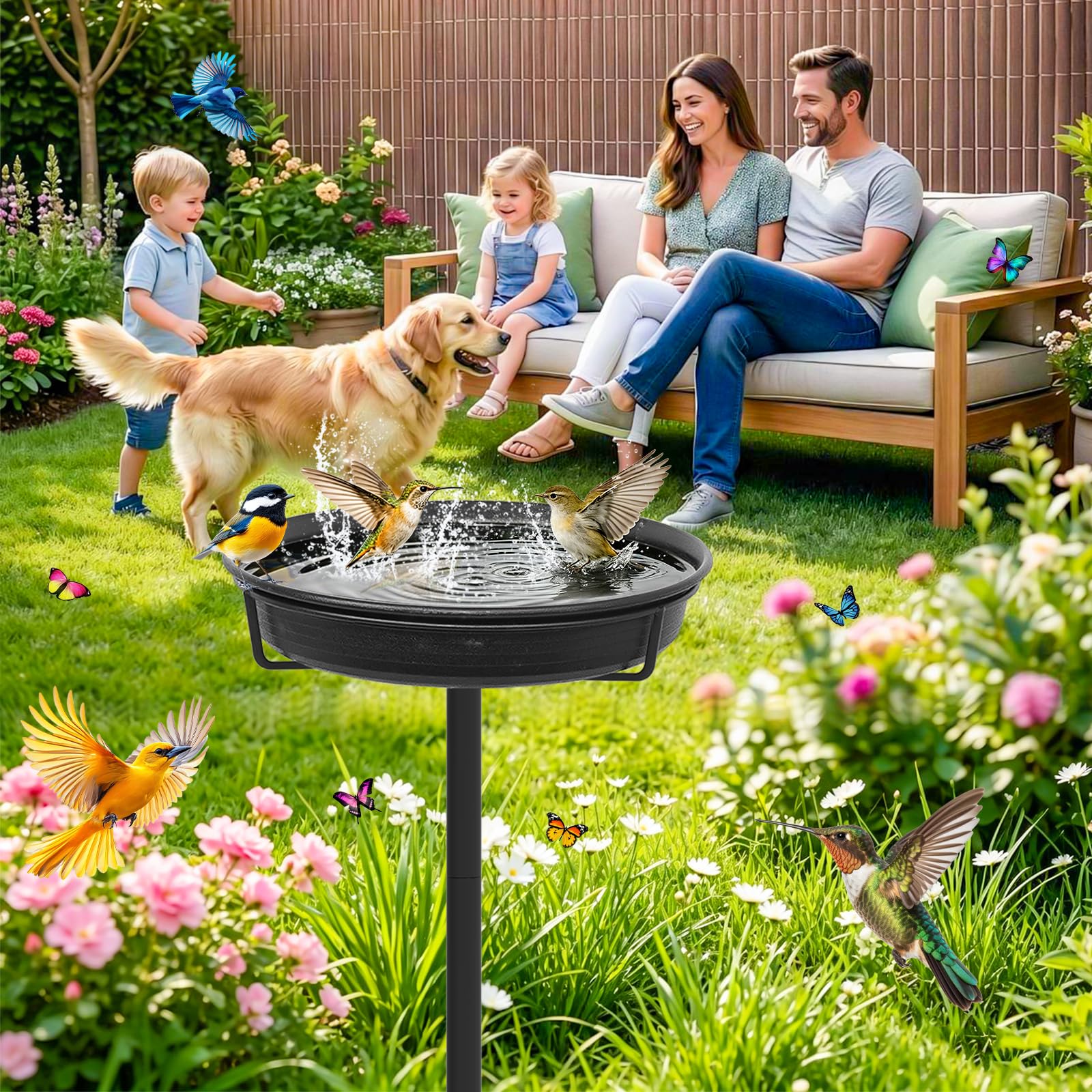 YALINKA birdbath bowl with solar fountain