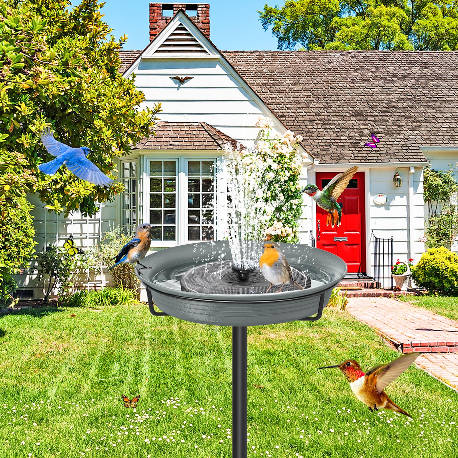 YALINKA Birdbath Bowl with solar fountain feature