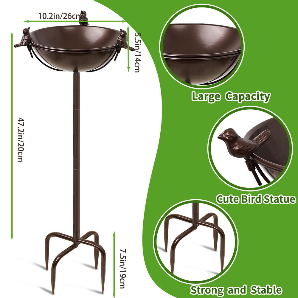 YALINKA birdbath with three bird statues, side view