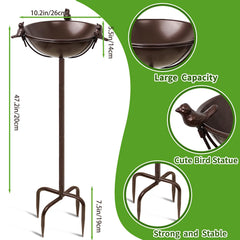 YALINKA birdbath with three bird statues, side view