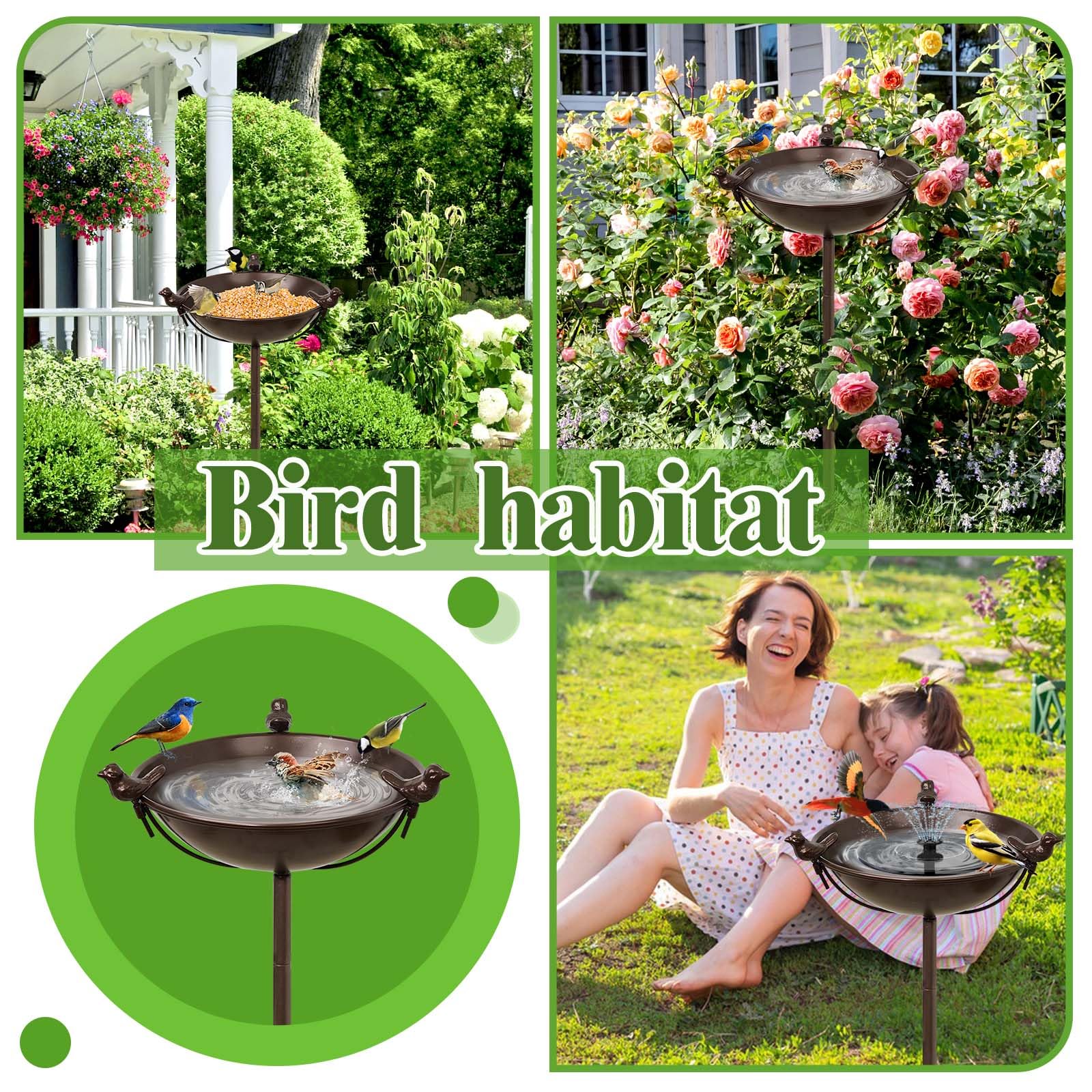 YALINKA birdbath with water, attracting birds