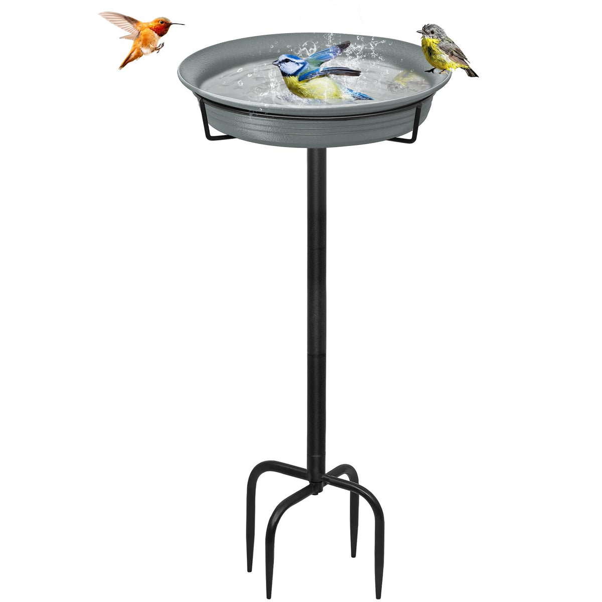YALINKA Freestanding Birdbath Bowl grey model front view