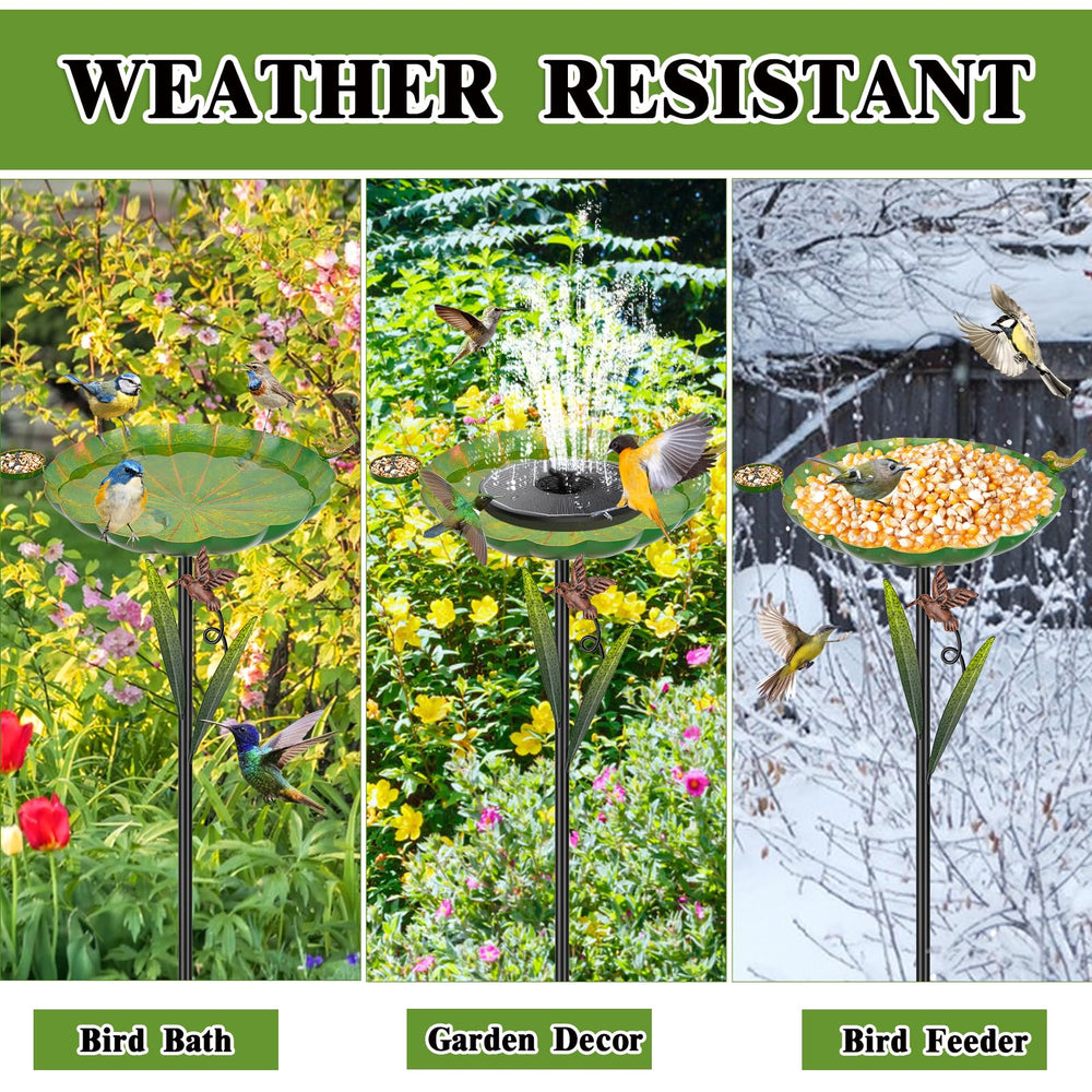 YALINKA Metal Bird Bath with birds drinking water