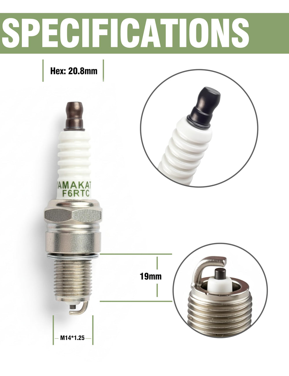 YAMAKATO Spark Plug 3 Pcs pack with Teflon Tape