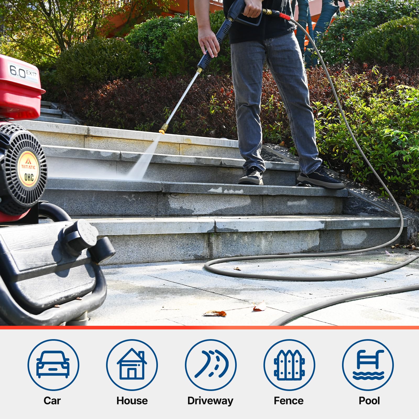 YAMATIC 100FT Flexible Pressure Washer Hose packaging details