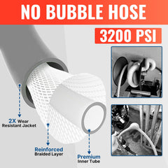 YAMATIC 100FT Flexible Pressure Washer Hose with quick connect kit