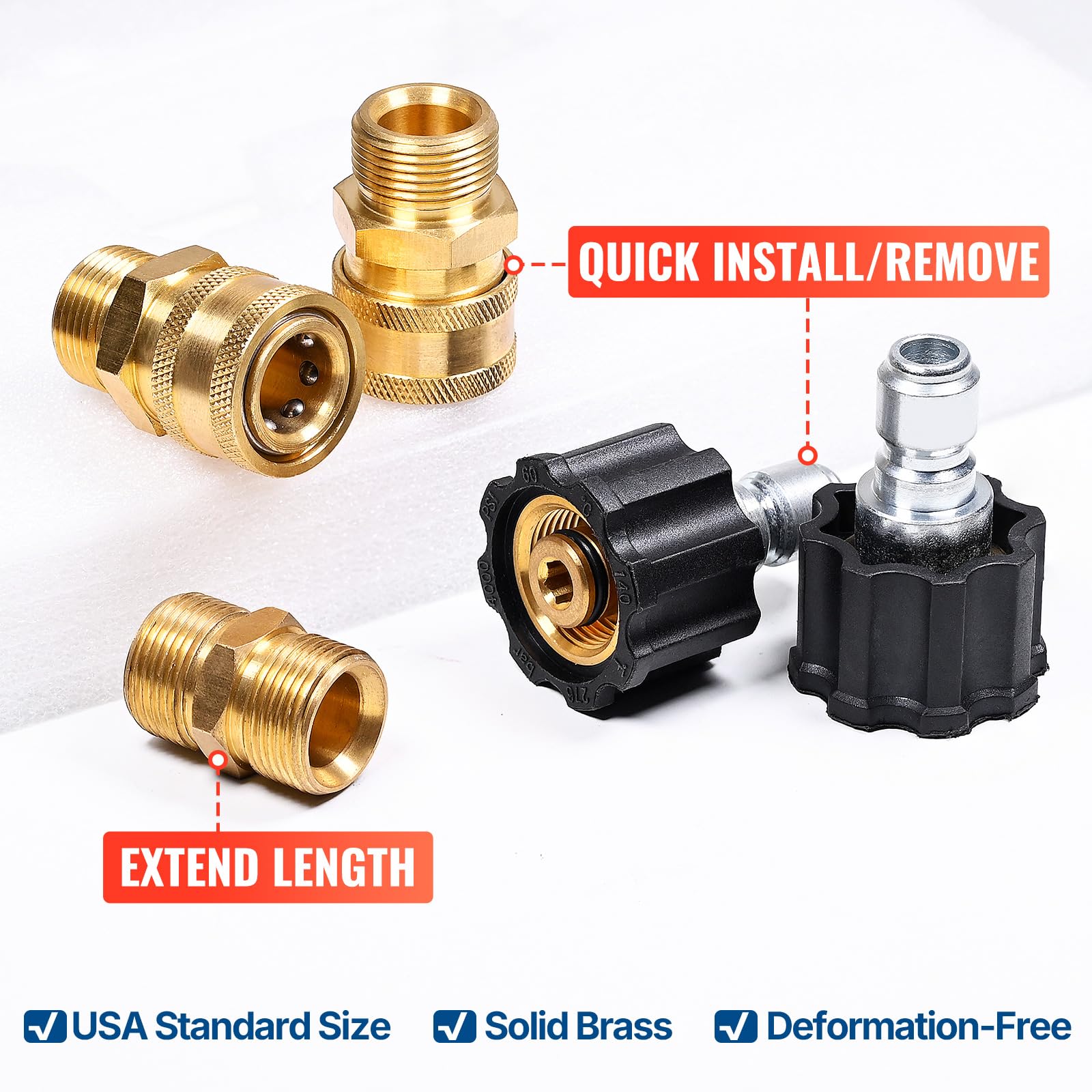YAMATIC 100FT Flexible Pressure Washer Hose with solid brass fittings