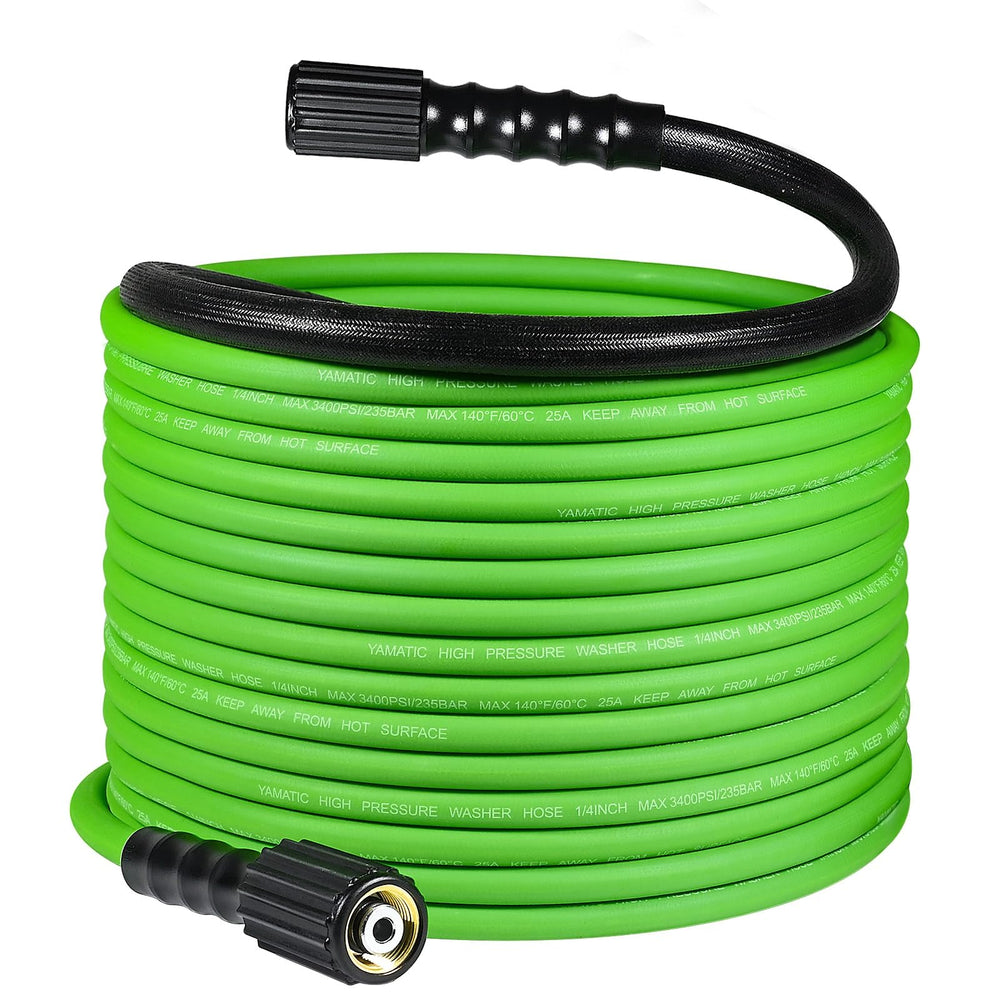 YAMATIC 50 FT pressure washer hose in green with connectors
