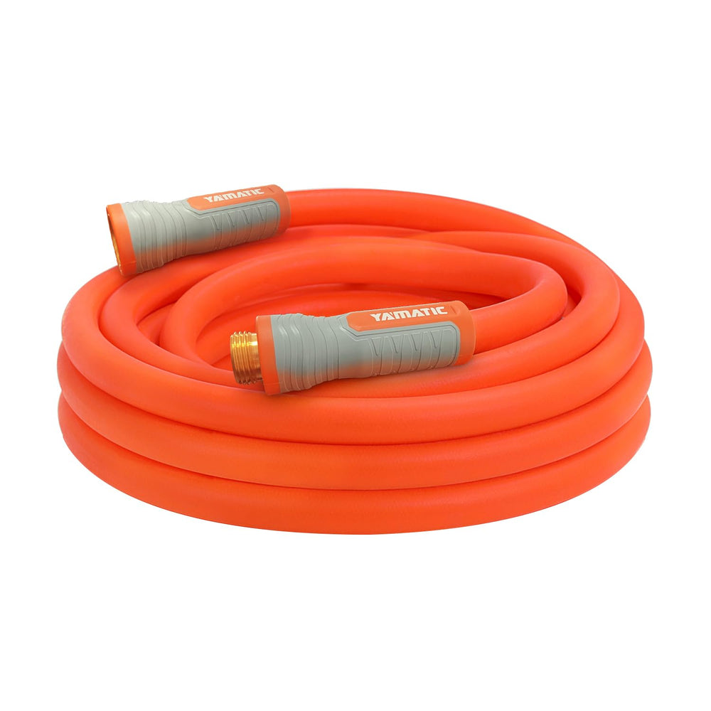 YAMATIC Flexible Garden Hose 40ft orange model with swivel handle