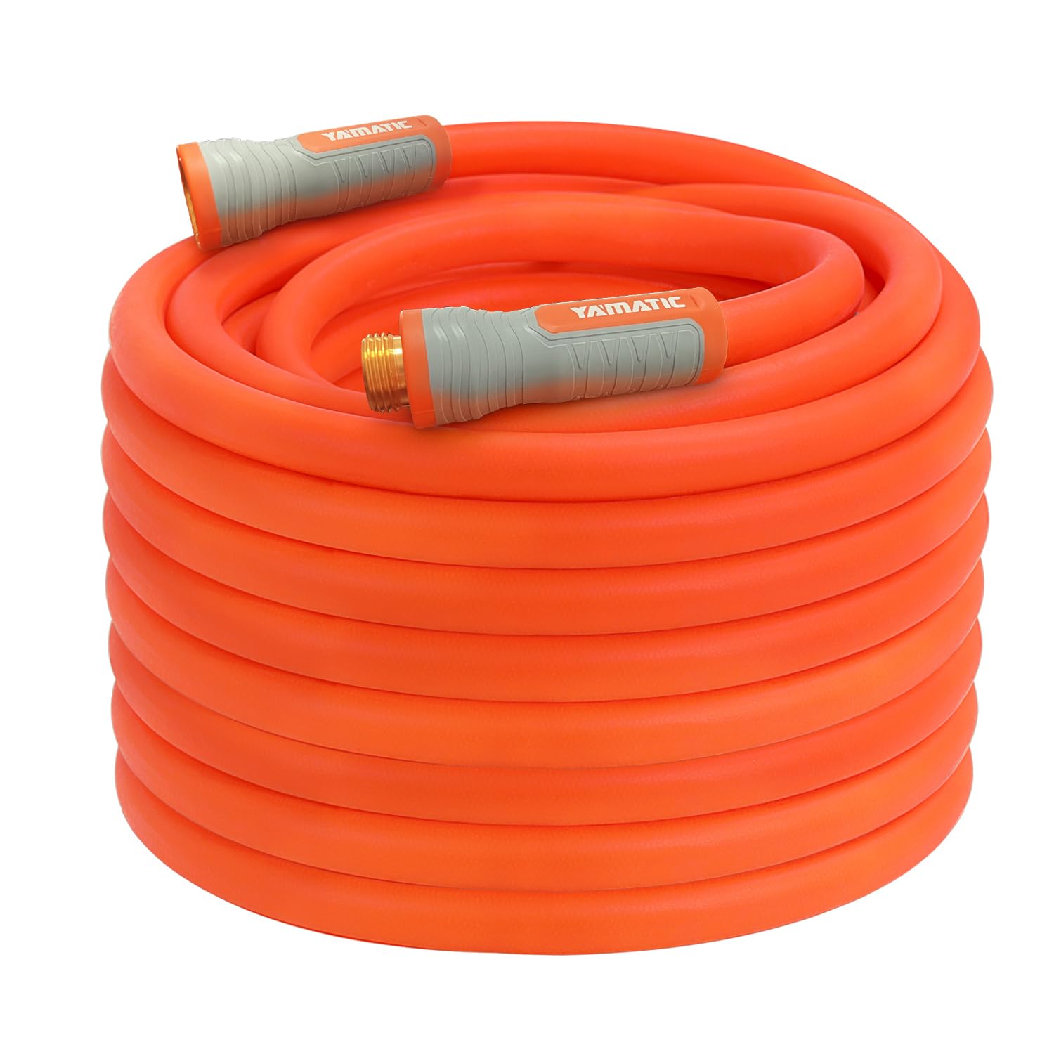 YAMATIC Flexible Garden Hose 75ft with swivel handle, orange