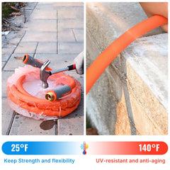 YAMATIC garden hose showing heavy-duty brass connectors