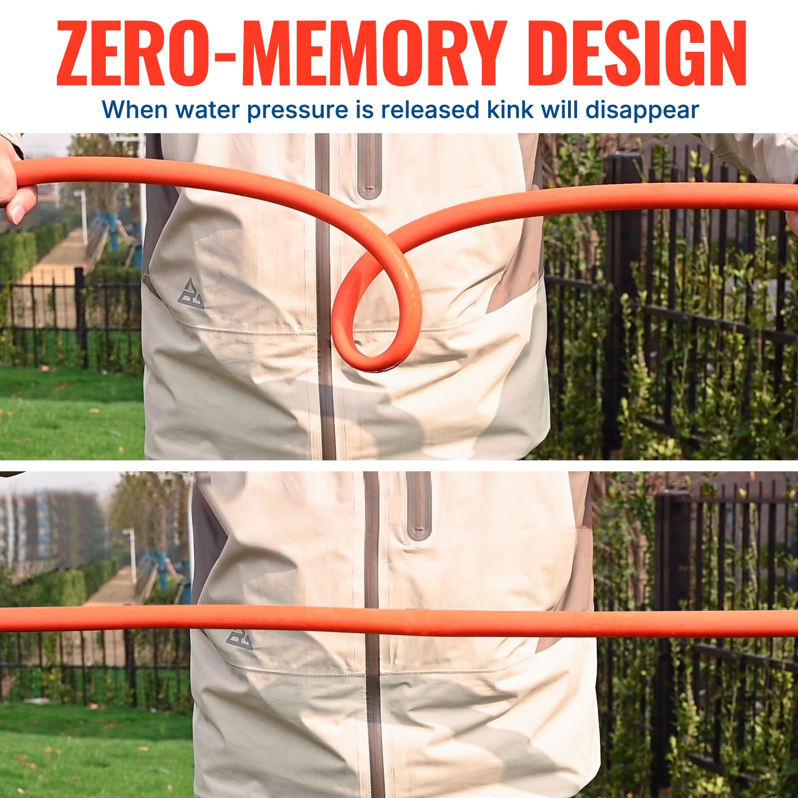 YAMATIC garden hose with anti-kink technology in use