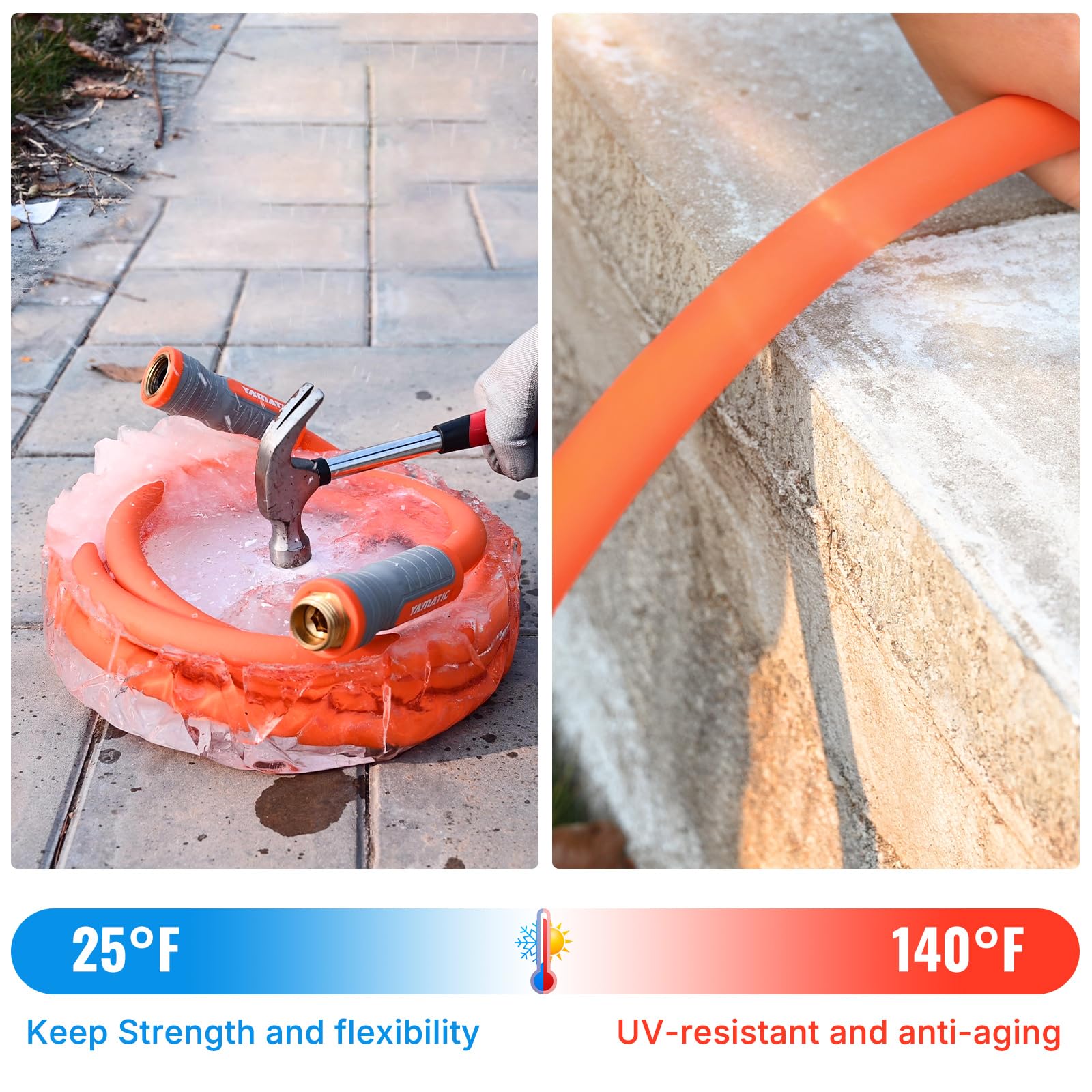 YAMATIC hose coiled with no kinks visible