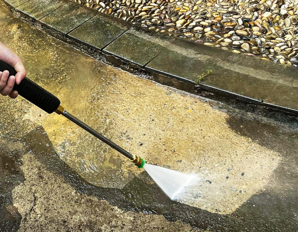 YAMATIC pressure washer gun in outdoor cleaning setting
