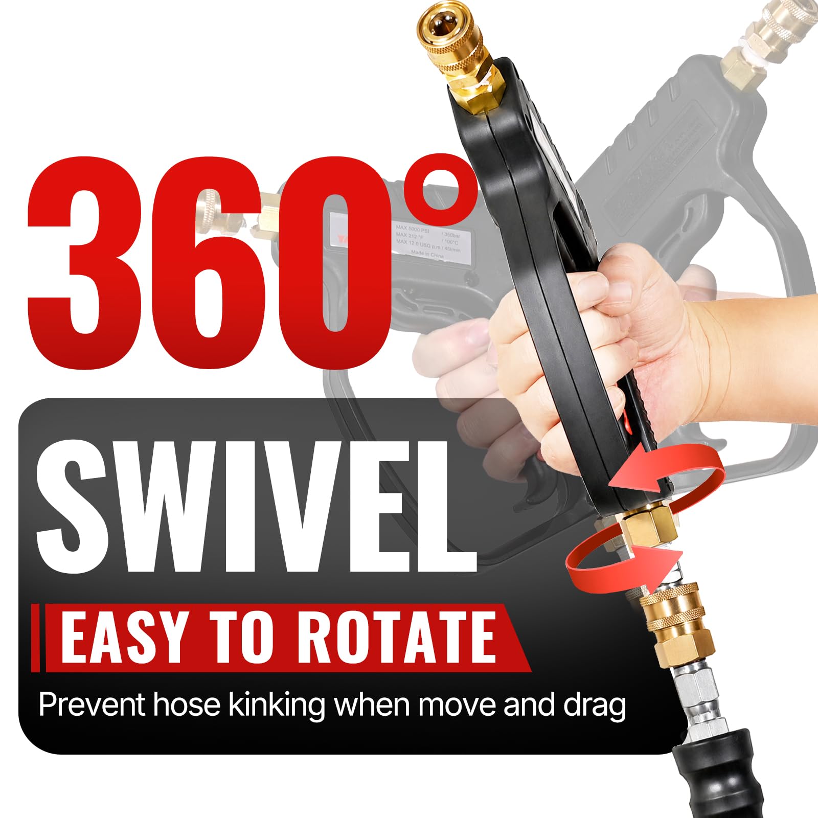 YAMATIC pressure washer gun with 360-degree swivel design