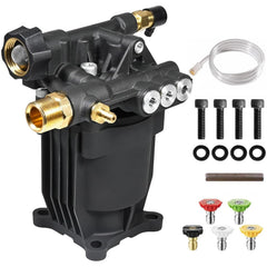 YAMATIC Pressure Washer Pump front view showing aluminum head