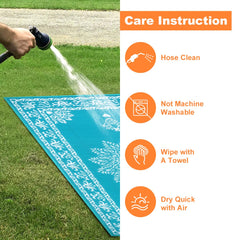 Yamaziot 5x8 Ft Outdoor Rug in a garden setting