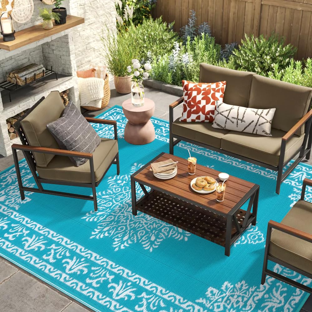 Yamaziot 5x8 Ft Outdoor Rug with stakes for securing