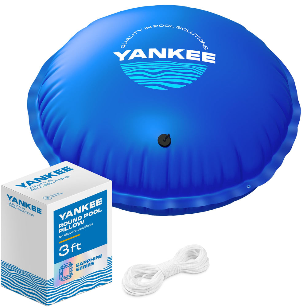 Yankee 3 ft Pool Pillow front view in blue