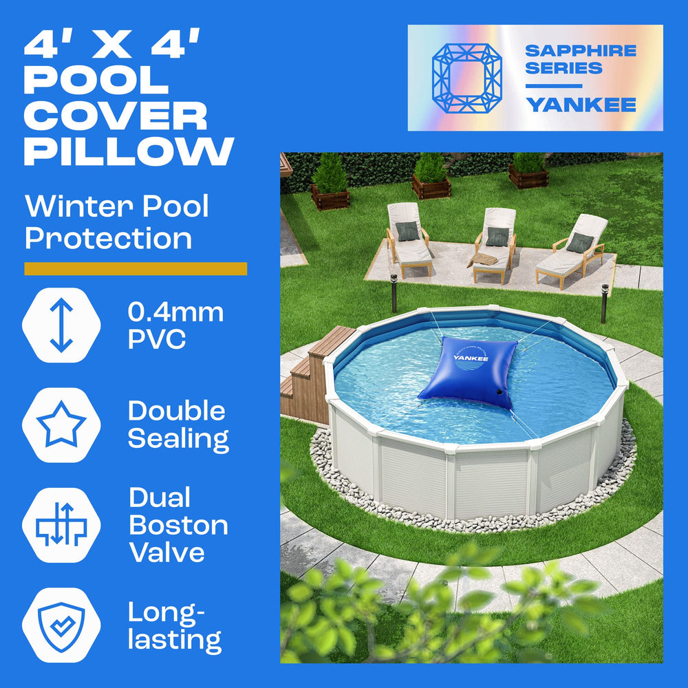 Yankee Pool Pillow 4x4 ft winter pillow in winter setup
