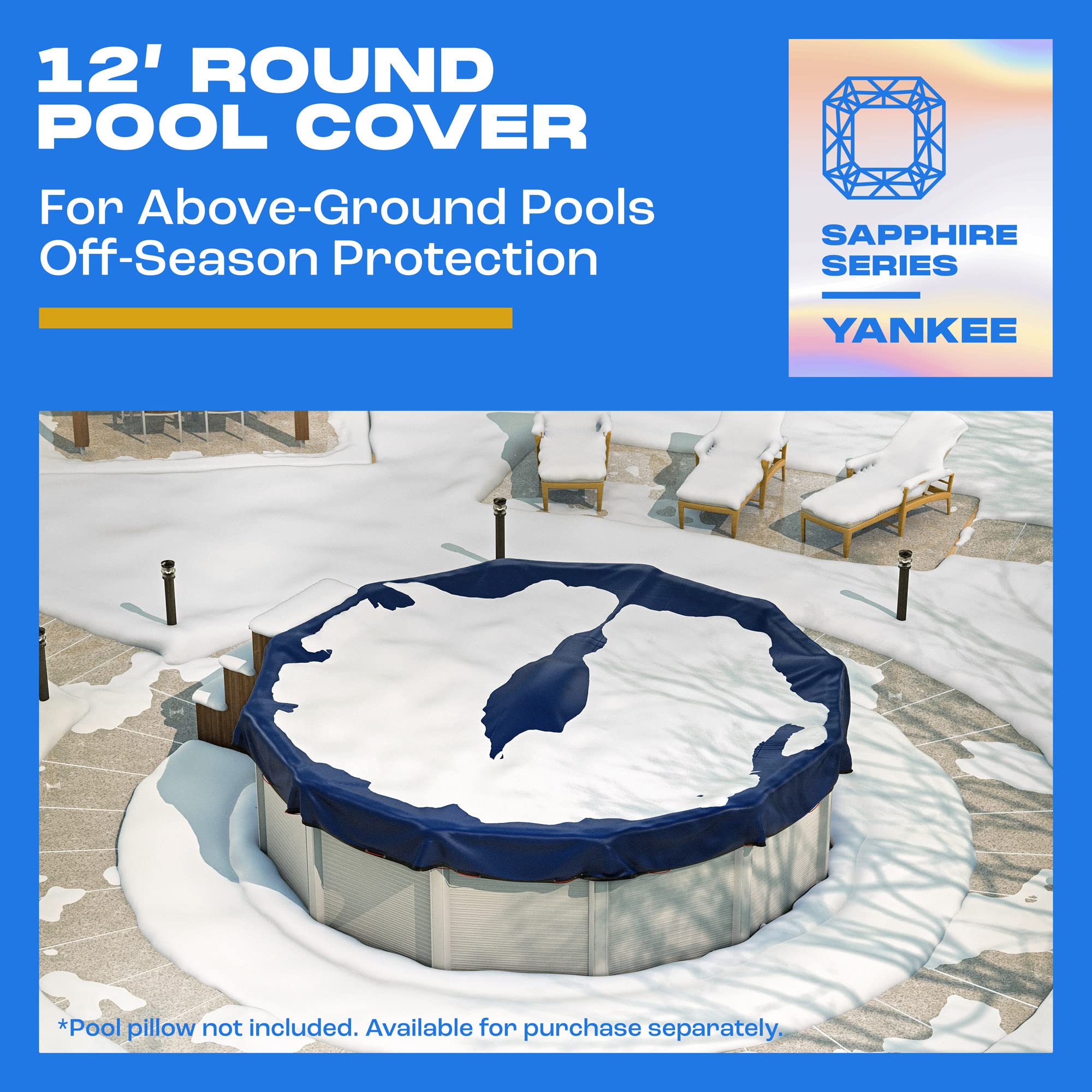 Yankee Pool Pillow Winter Pool Cover with steel-core cable and grommets