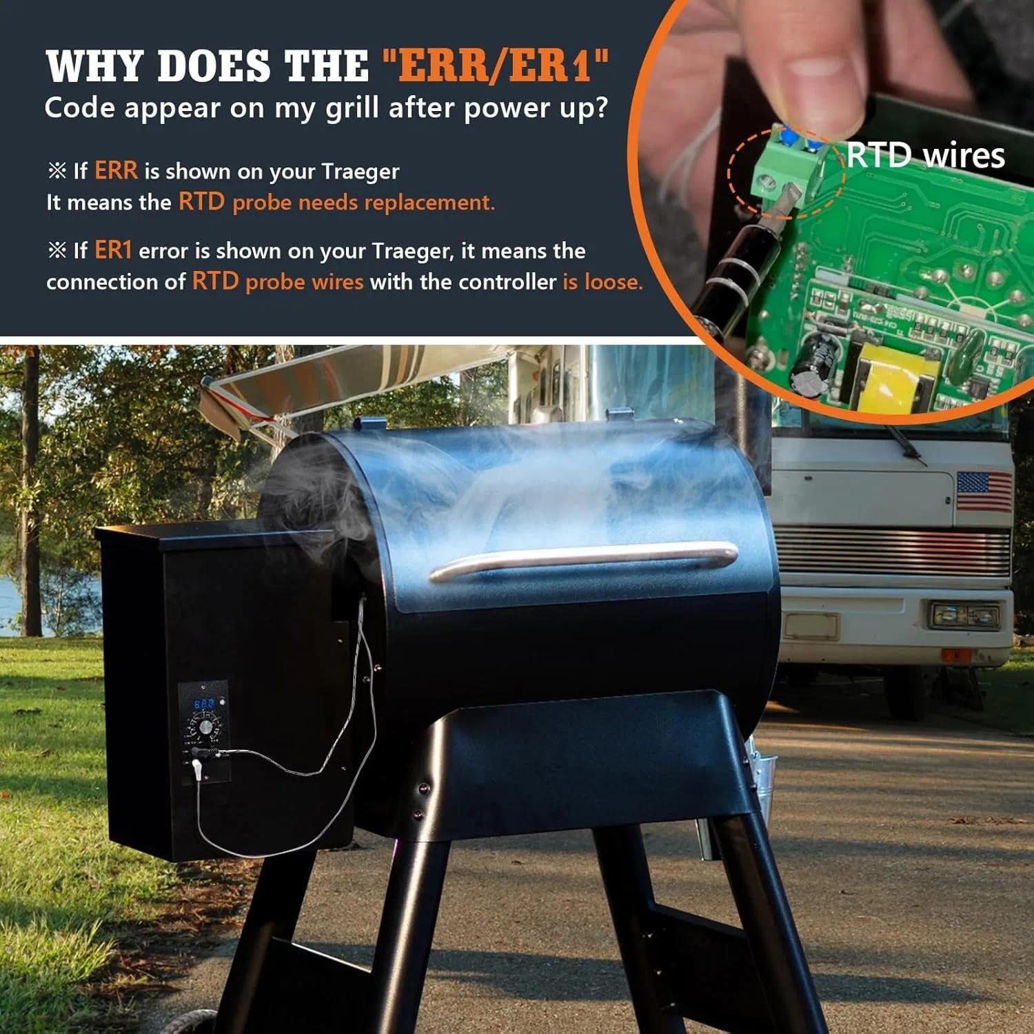 YAOAWE meat probe connected to Traeger grill