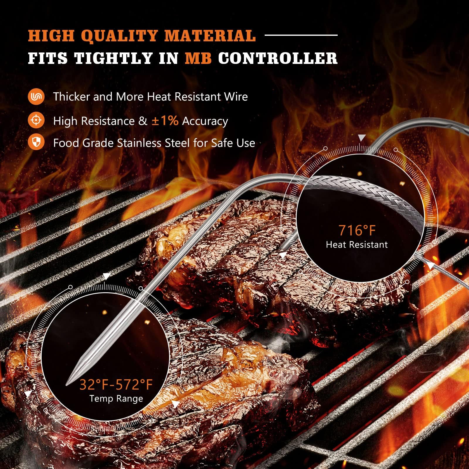 YAOAWE Meat Probe waterproof design for easy cleaning