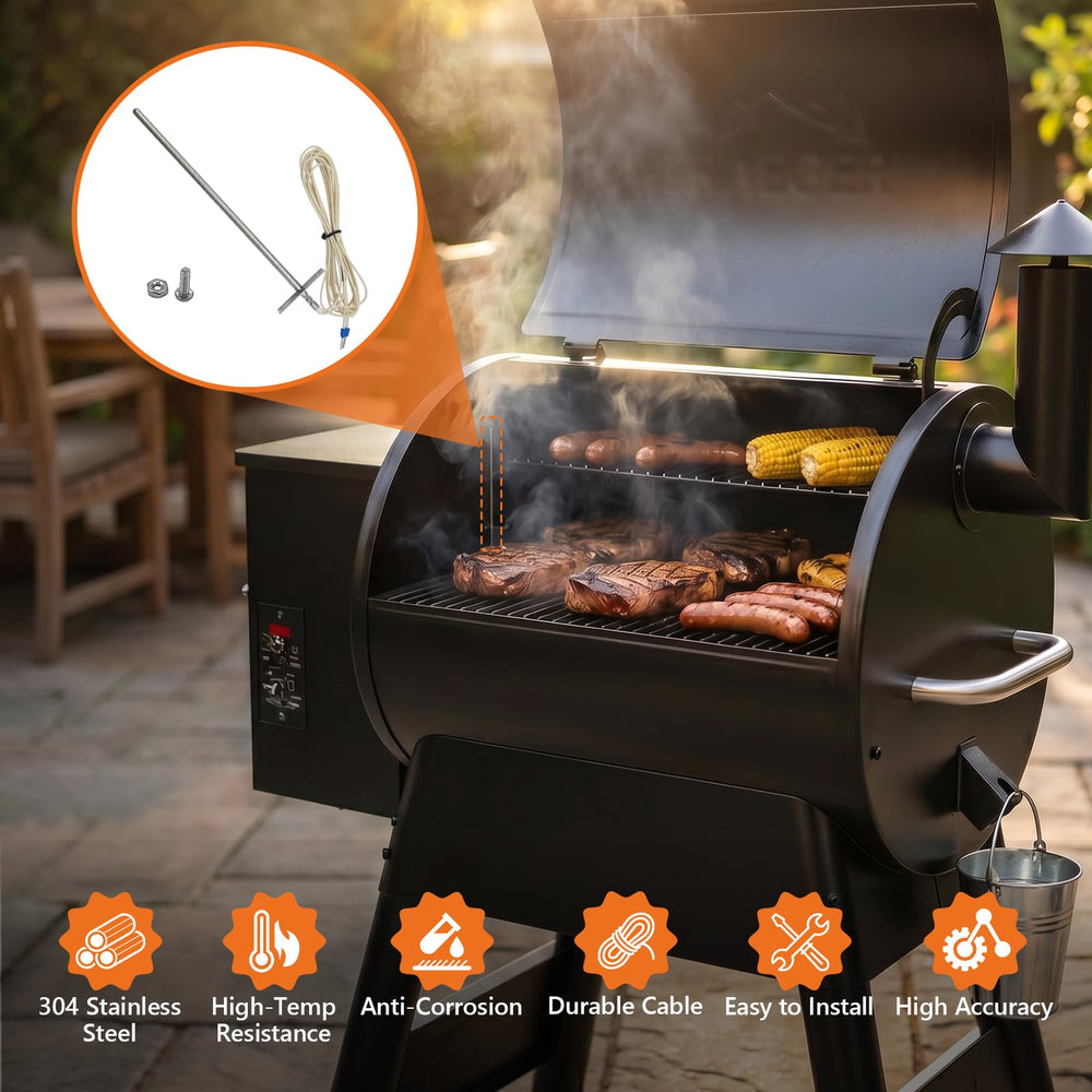 YAOAWE temperature probe in use while grilling
