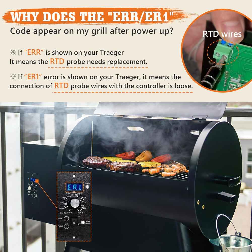 YAOAWE temperature probe installed on a Traeger grill