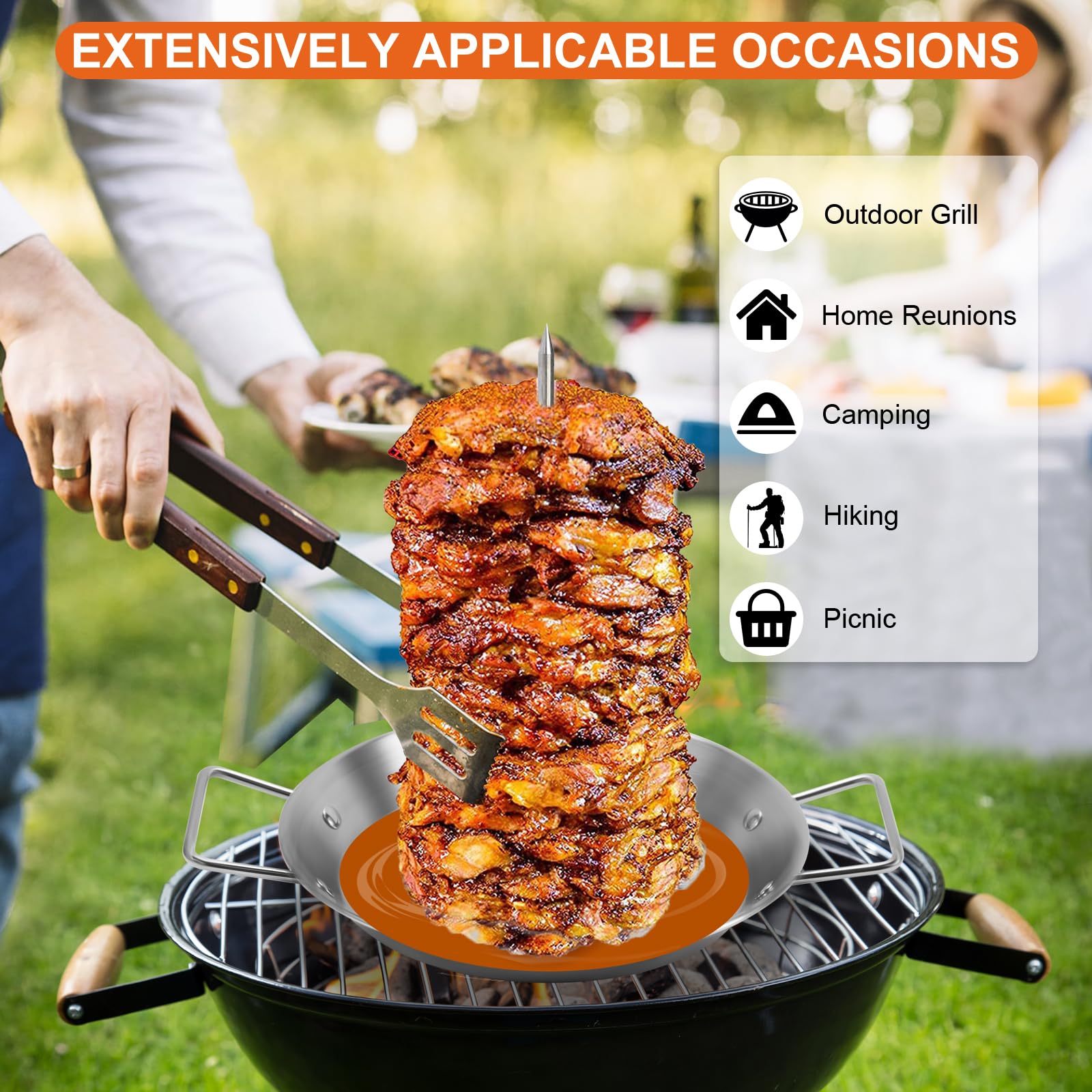 yaokvide Al Pastor Skewer in use with meat on grill