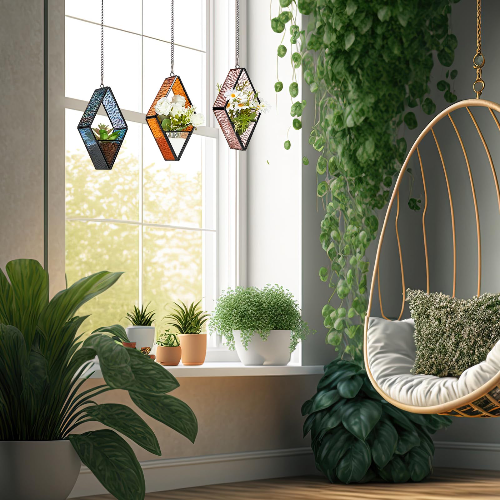 Yaomiao glass terrarium showcasing small succulent plants