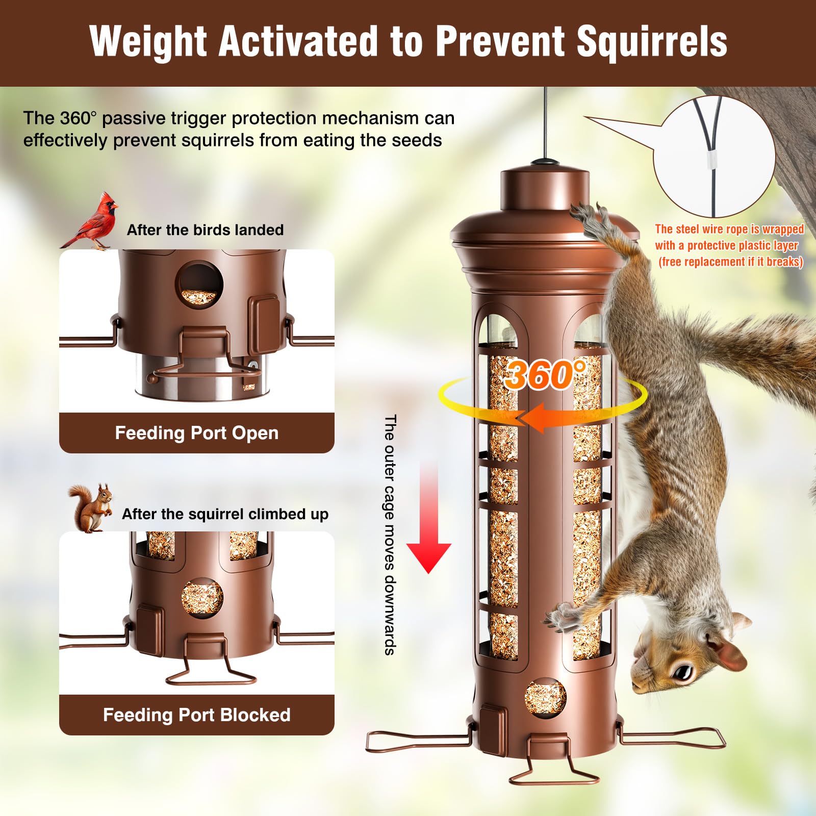 Yarbirder bird feeder removable base for easy cleaning