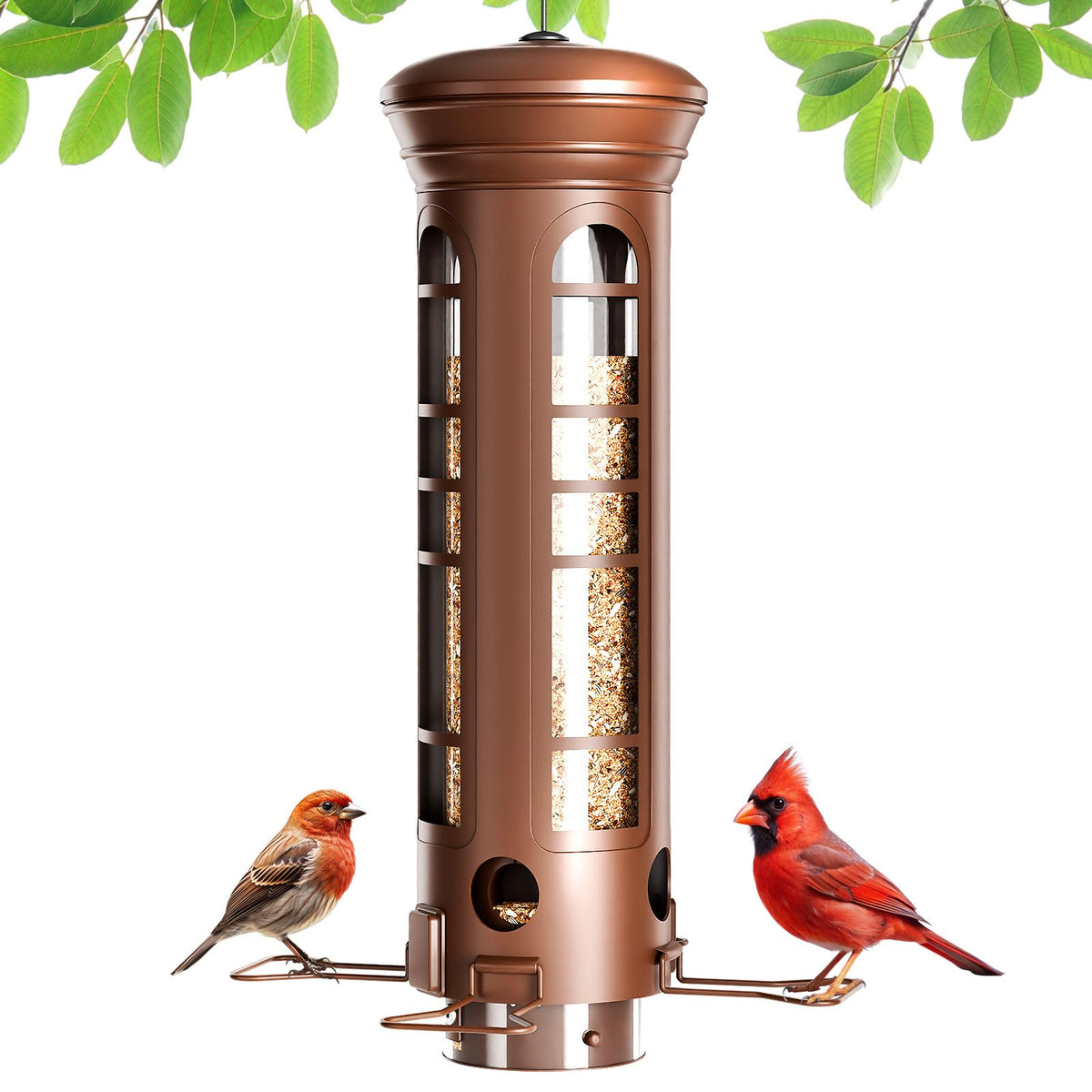 Yarbirder Squirrel Proof Bird Feeder with bronze finish front view