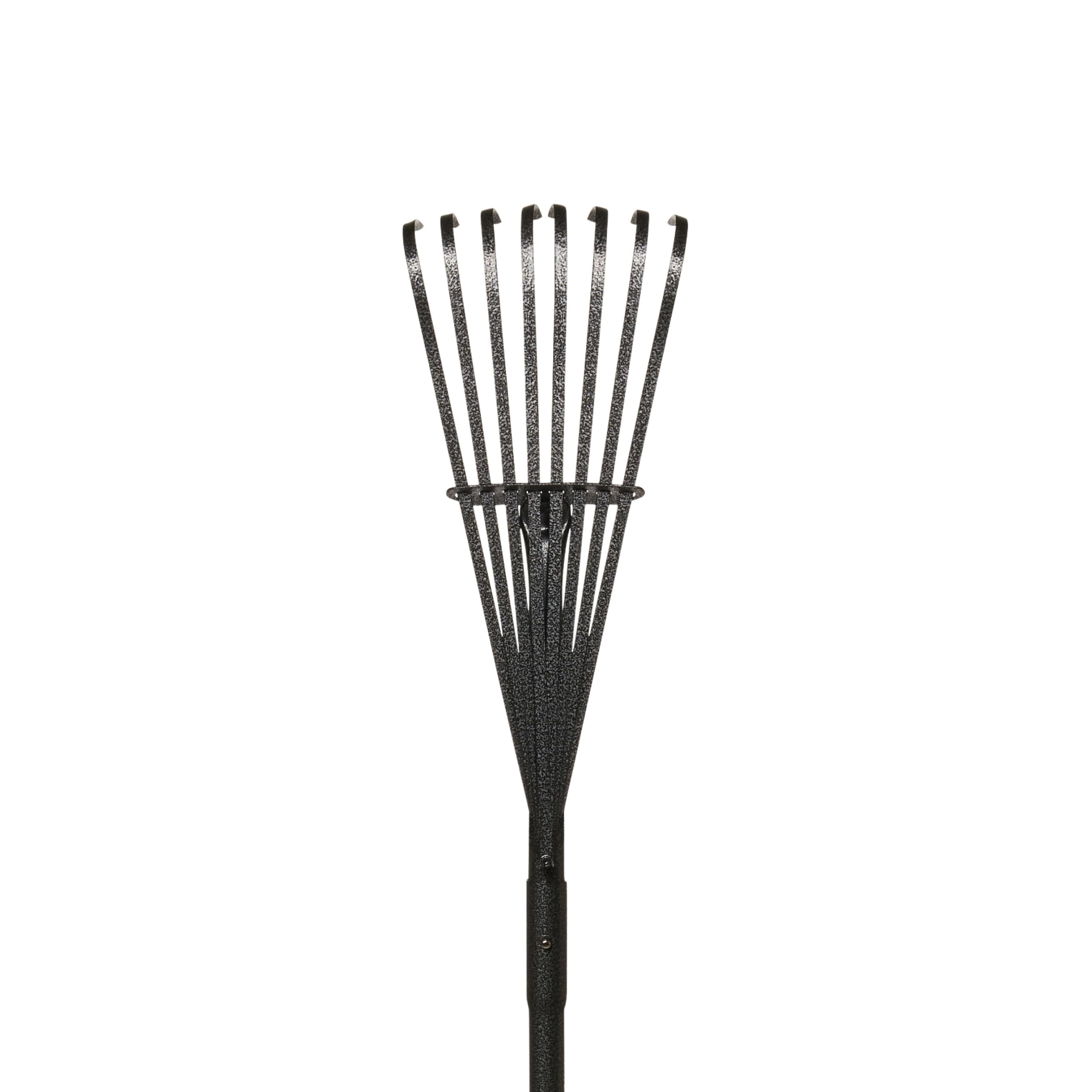Yard Butler 8" Shrub Rake front view with silver powder-coated handle