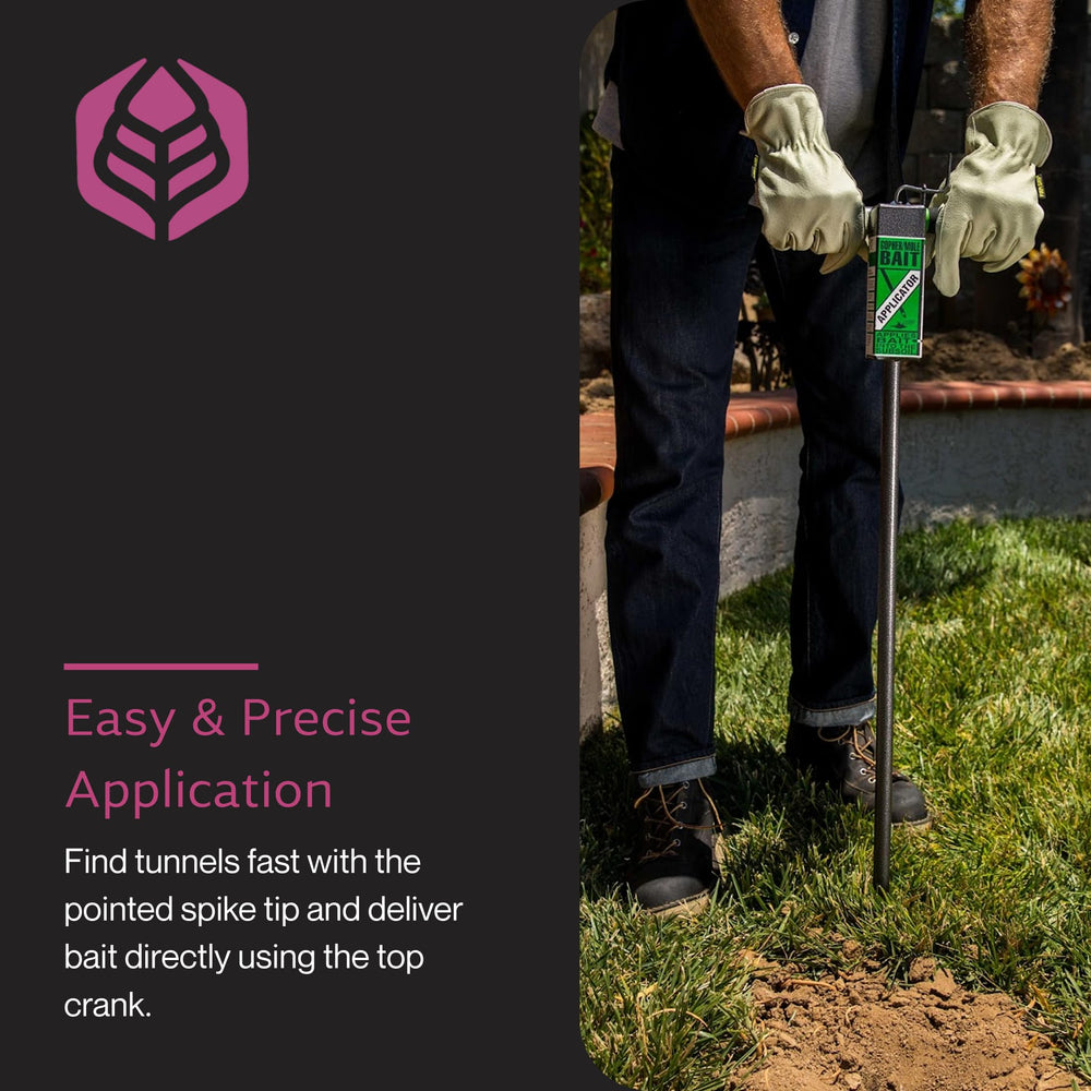 Yard Butler bait applicator in use locating gopher tunnels