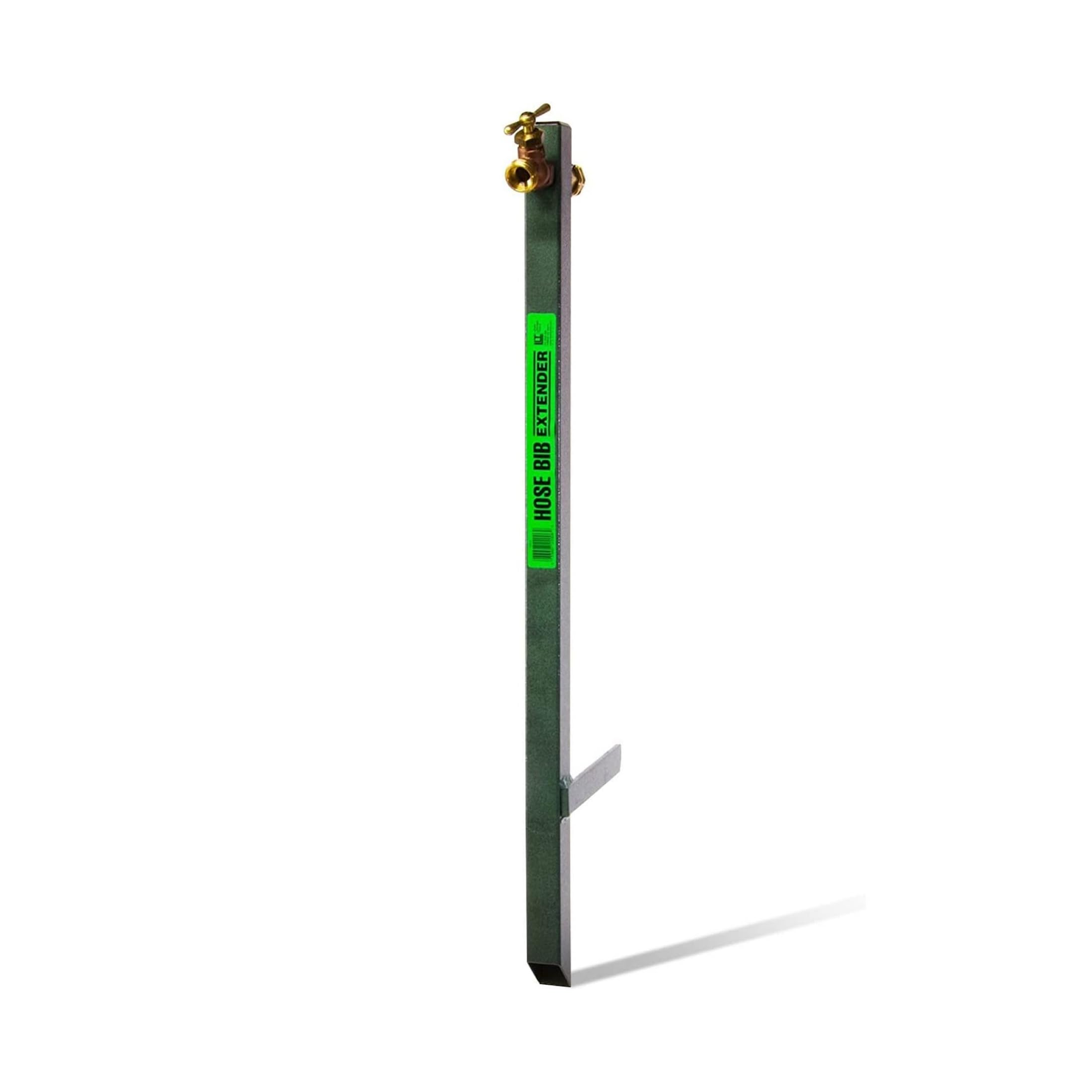 Yard Butler Garden Hose Bib Extender front view, green steel construction