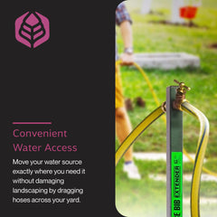 Yard Butler Garden Hose Bib Extender in garden setup with hose attached