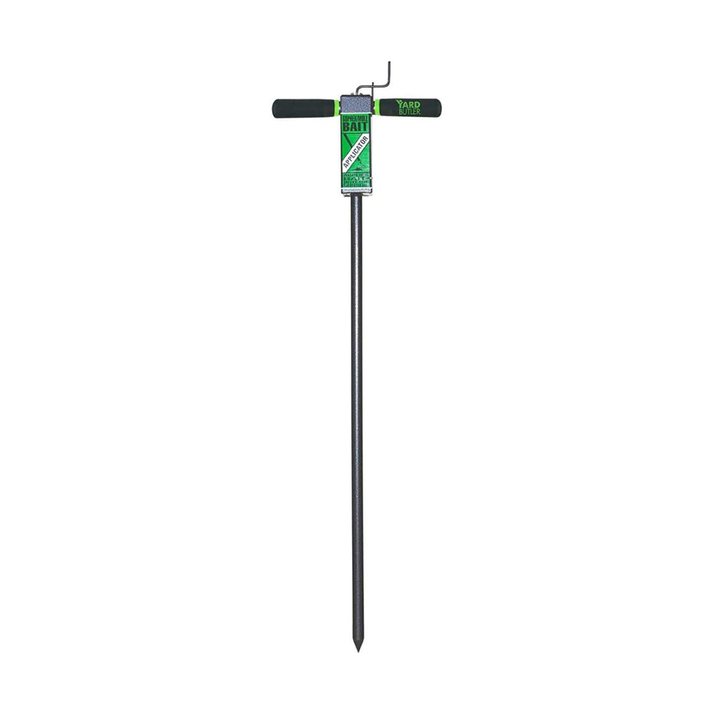 Yard Butler Mole and Gopher Bait Applicator front view in silver