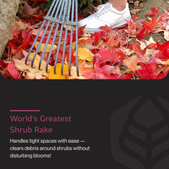 Yard Butler Shrub Rake in use on a flower bed