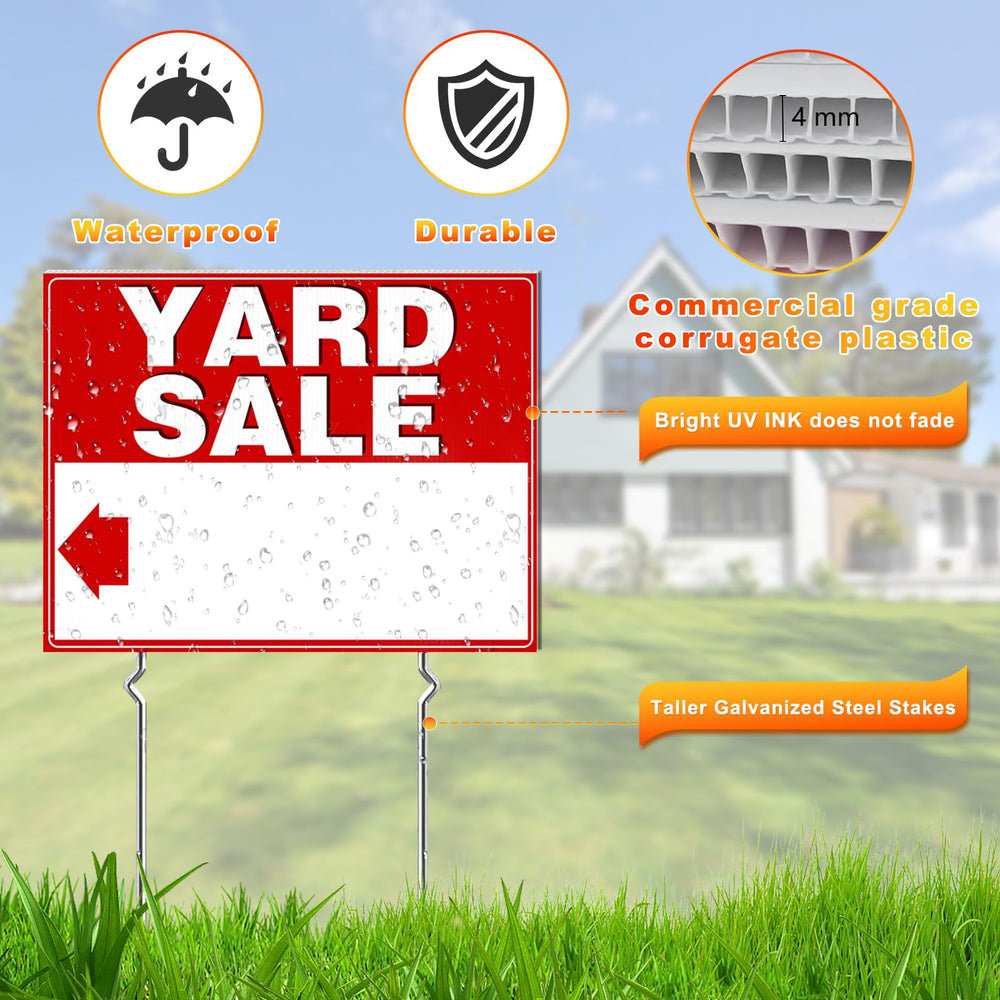 Yard Sale Sign with tall iron stake inserted