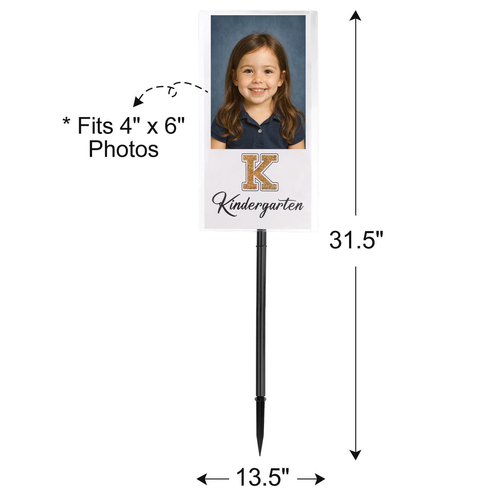 Yard sign featuring school photos from Kindergarten to 12th grade