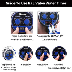 Yardeen Water Timer back view showing battery compartment