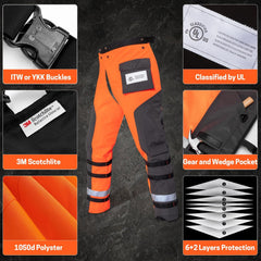 YARDMARIS Chainsaw Chaps showing buckles and fabric detail