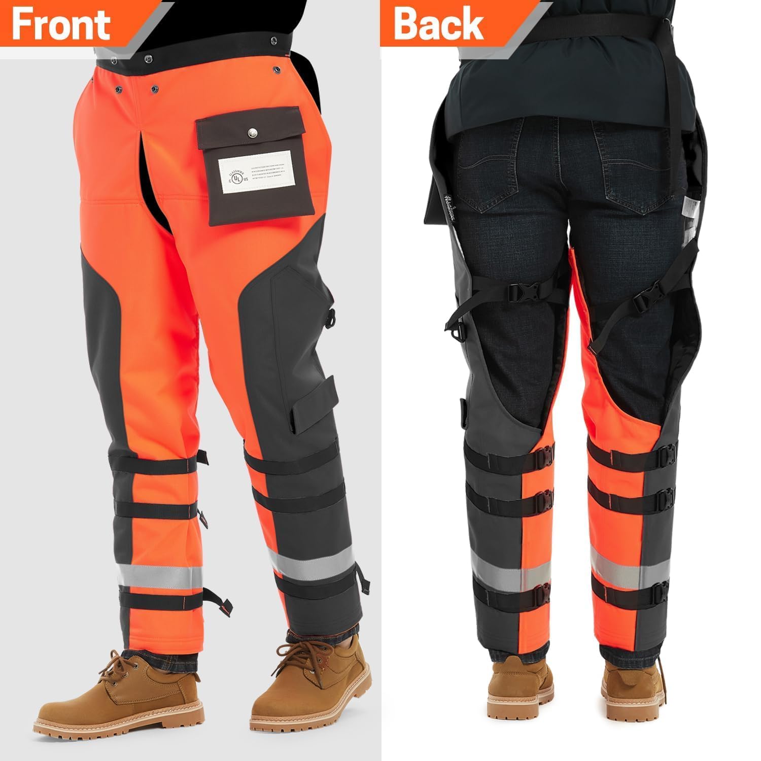 YARDMARIS Chainsaw Chaps side view showing pockets