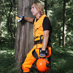 YARDMARIS Chainsaw Chaps with reflective stripes in low light