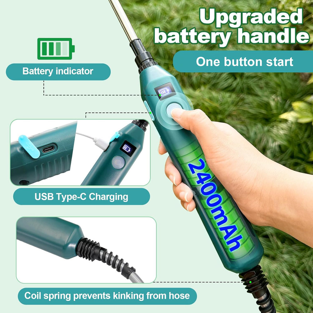 YASIMIA Battery Powered Sprayer Wand in garden setting