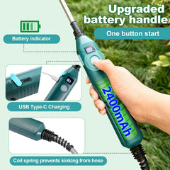 YASIMIA Battery Powered Sprayer Wand in garden setting