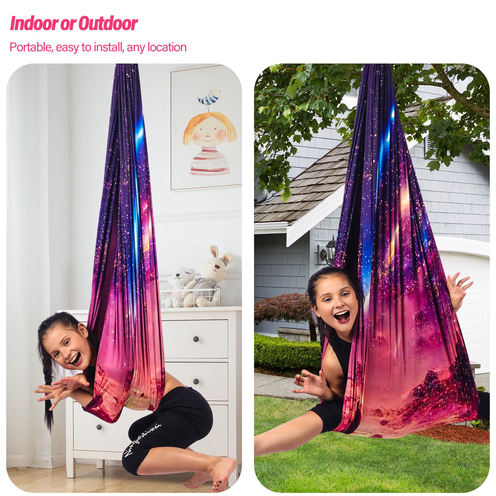 Yatoco Sensory Swing dimensions displayed with measurements