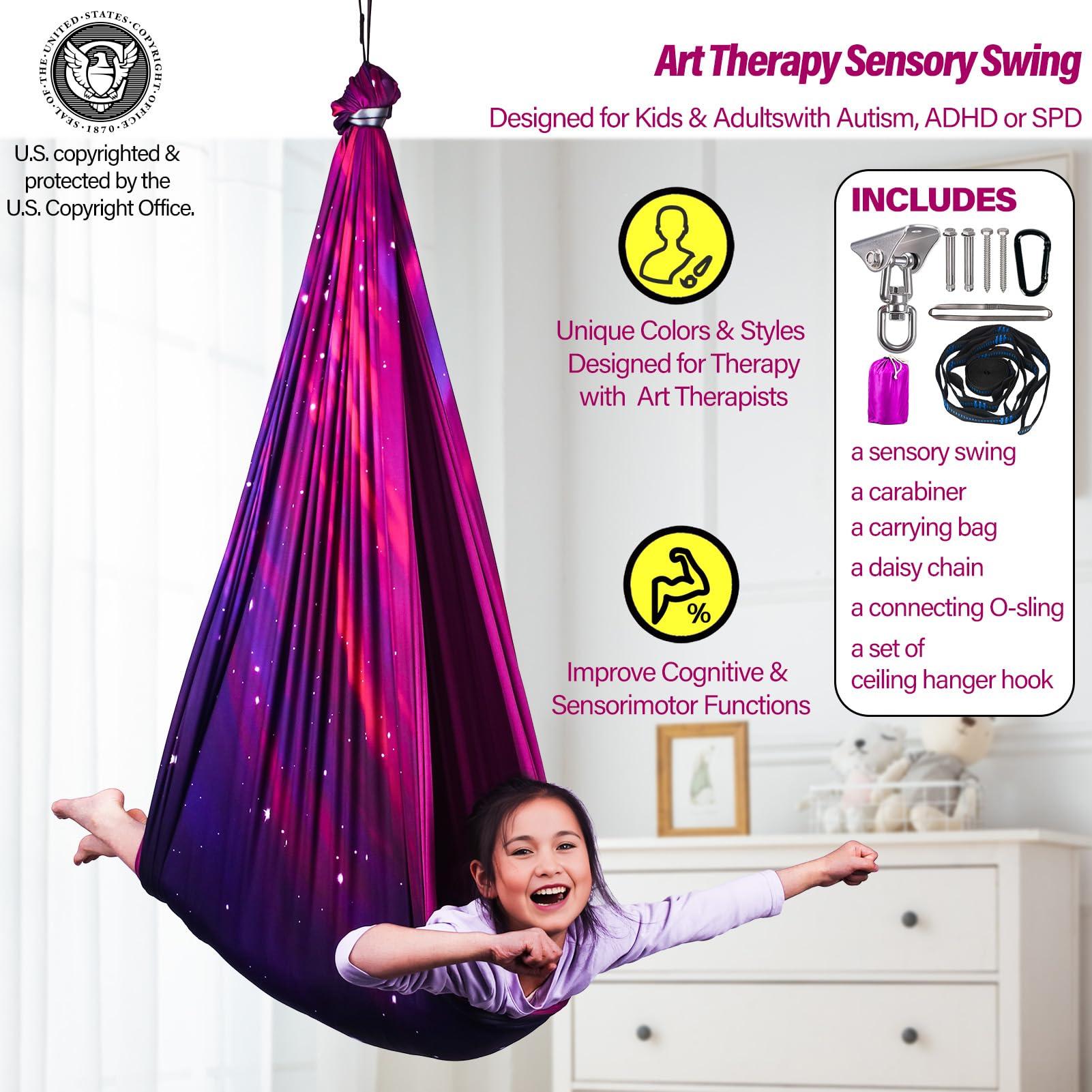 Yatoco Sensory Swing hanging with 360° Swivel Hanger
